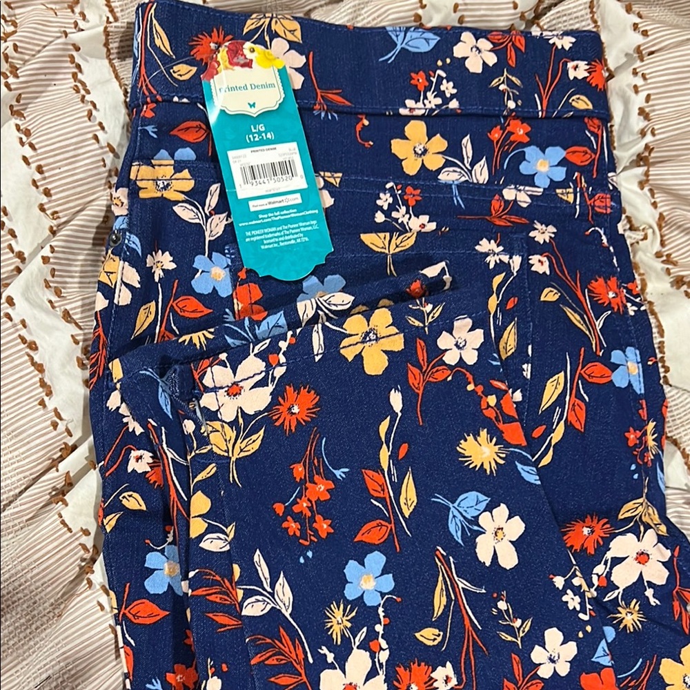 The Pioneer Woman Blue Floral Straight Leg Jeans